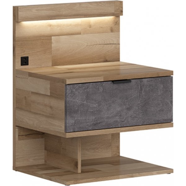 Arica nachtkastje rechts - Eiken/grijs