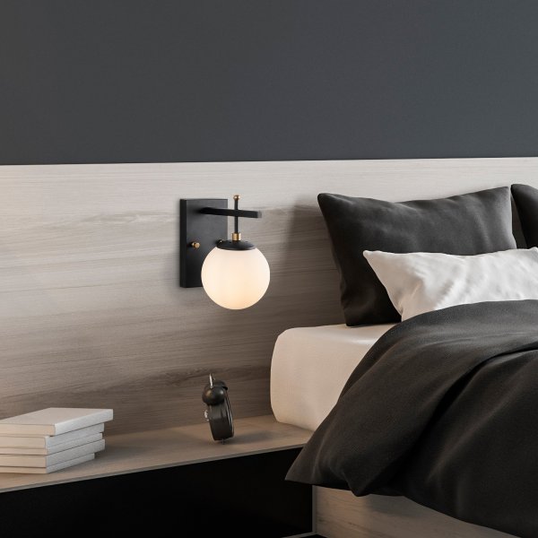 Zahar wandlamp 13113 - Zwart/wit