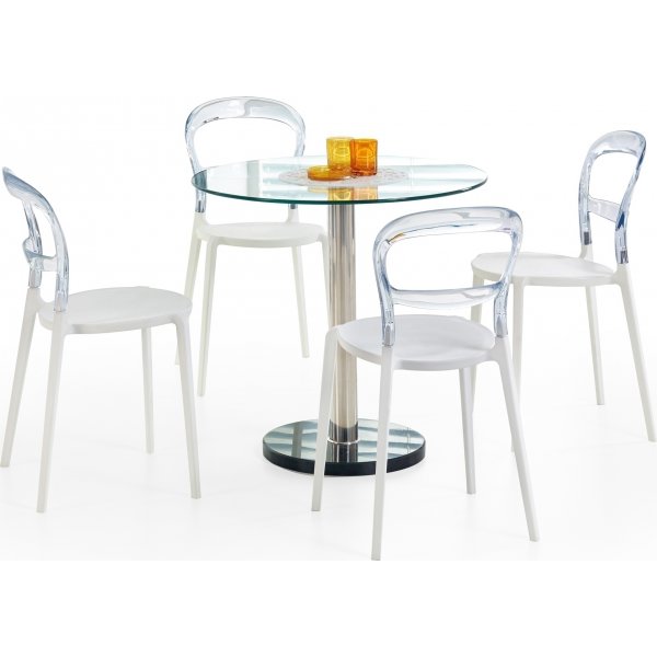 Matbord Violet med klarglas skiva - Krom & Marmor Matbord Violet med klarglas skiva - Krom & Marmor