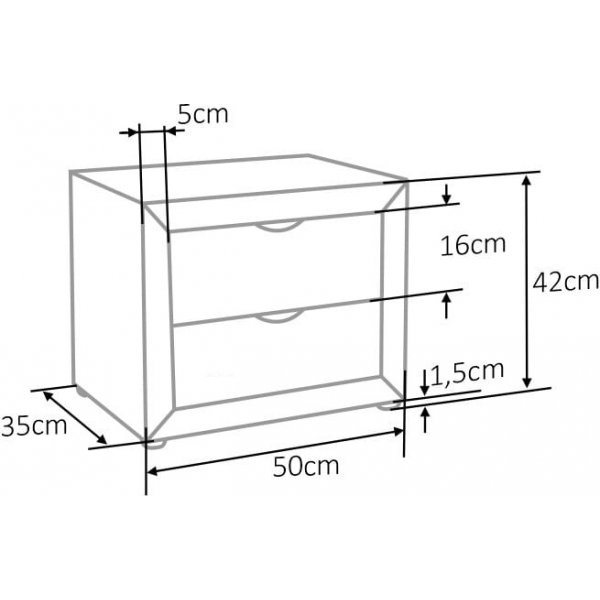 Eton 2 nachtkastjes - Grijs fluweel