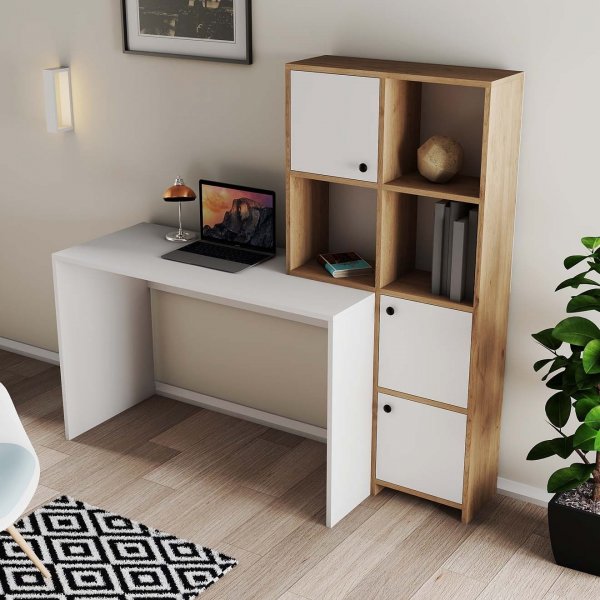 Bureau Silence 156,8 x 51,5 cm, droite - Blanc/chêne Bureau Silence 156,8 x 51,5 cm, droite - Blanc/chêne