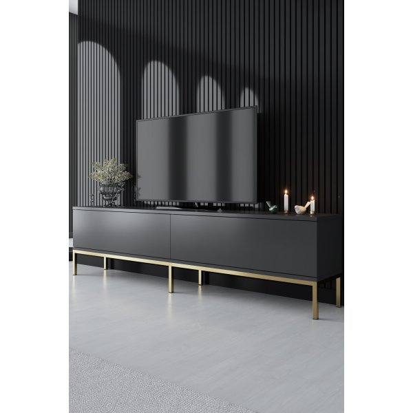 Meuble TV Lord - Anthracite/or Meuble TV Lord - Anthracite/or