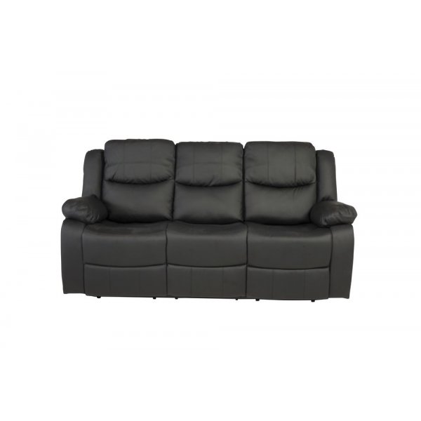Mozart 3-sits Reclinersoffa - Svart PU