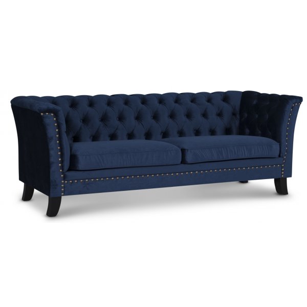 Chesterfield Liverpool 3-sits soffa - Blå sammet Chesterfield Liverpool 3-sits soffa - Blå sammet