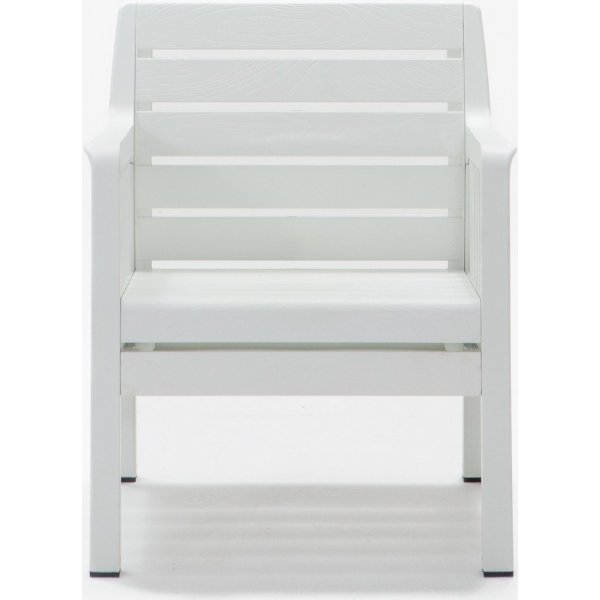 Groupe salon Lara avec canapé 3 places, 2 fauteuils et table sans coussins - Blanc Groupe salon Lara avec canapé 3 places, 2 fauteuils et table sans coussins - Blanc