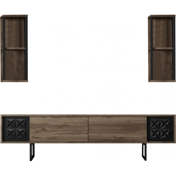 Erki TV-bänk - Valnöt/svart Erki TV-bänk - Valnöt/svart