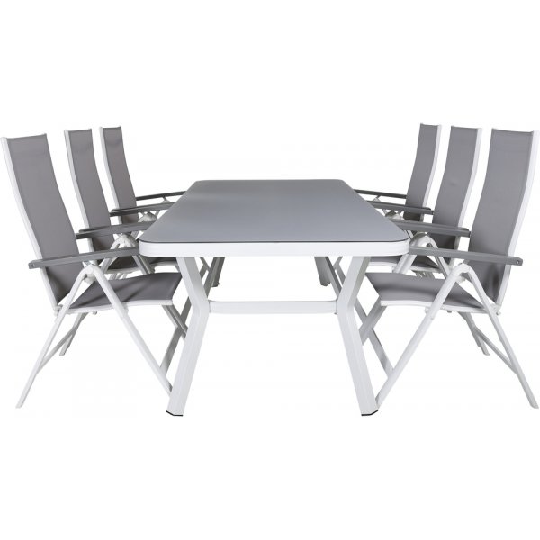 Virya utematgrupp med 6 st Albany stolar - Grå/Vit Virya utematgrupp med 6 st Albany stolar - Grå/Vit