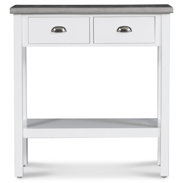 Console blanche avec plateau en ciment - Hugo + Pieds de meubles Console blanche avec plateau en ciment - Hugo + Pieds de meubles