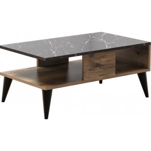 Table basse Lidya 90 x 54 cm - Noyer/marbre