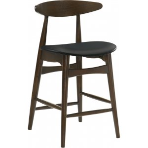 Tabouret de bar Floora - Noyer/PU noir