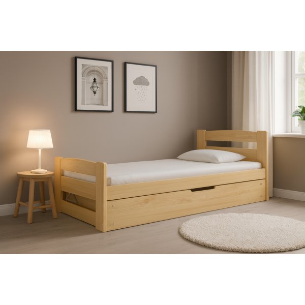 Juniorsäng Ernie med förvaring 90 cm - Furu Juniorsäng Ernie med förvaring 90 cm - Furu