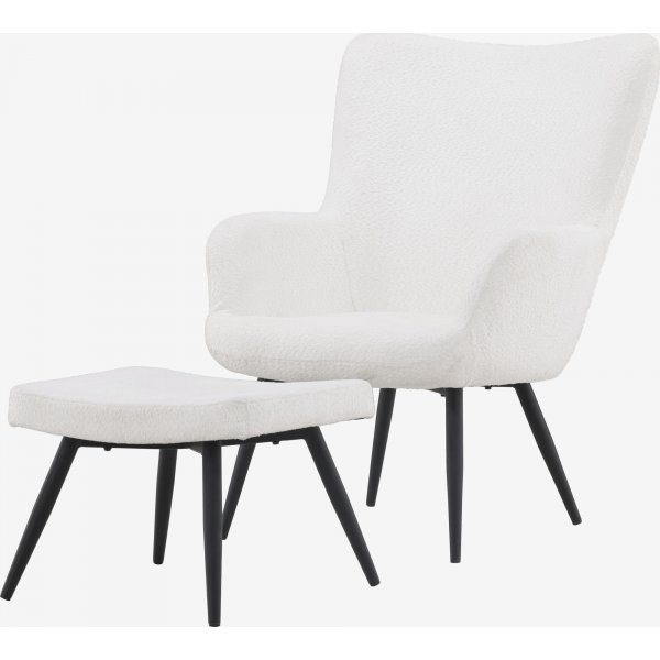 Fauteuil Como en bouclé blanc Fauteuil Como en bouclé blanc