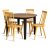 Groupe de salle  manger Dalsland: Table ronde en Chne / Noir avec 4 chaises en cannage jaune