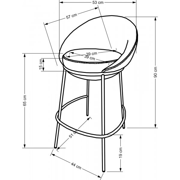 Tabouret de bar Pélican 118 - Beige Tabouret de bar Pélican 118 - Beige