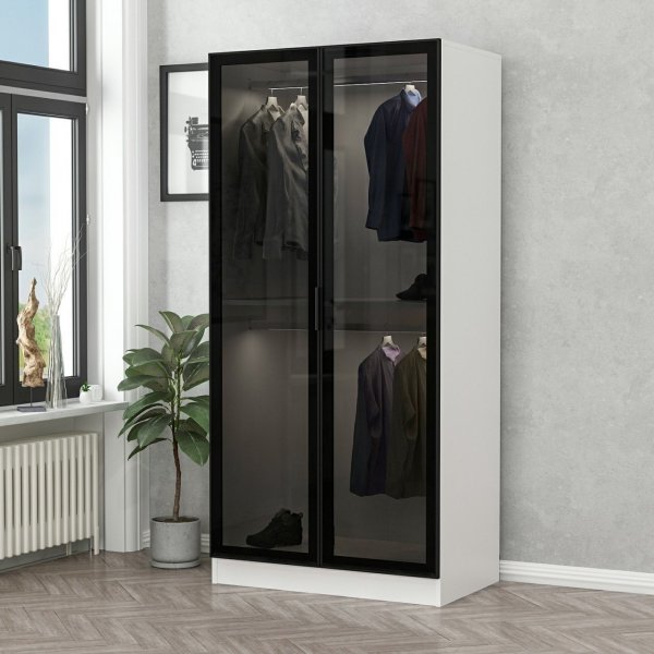 Cavolo garderob 90 cm - Vit/svart Cavolo garderob 90 cm - Vit/svart