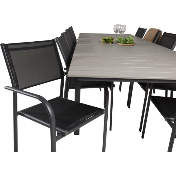 Levels utematgrupp med 10 st Santorini stolar - Svart/Grå Levels utematgrupp med 10 st Santorini stolar - Svart/Grå