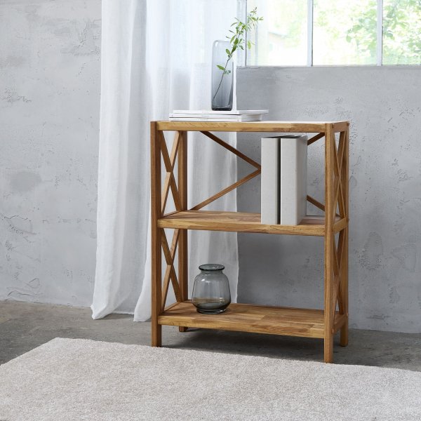 Bibliothque X en chne huil