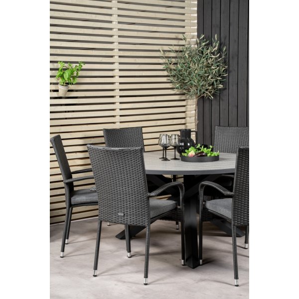 Parma utematgrupp med 6 st Anna stolar - Svart/Grå Parma utematgrupp med 6 st Anna stolar - Svart/Grå