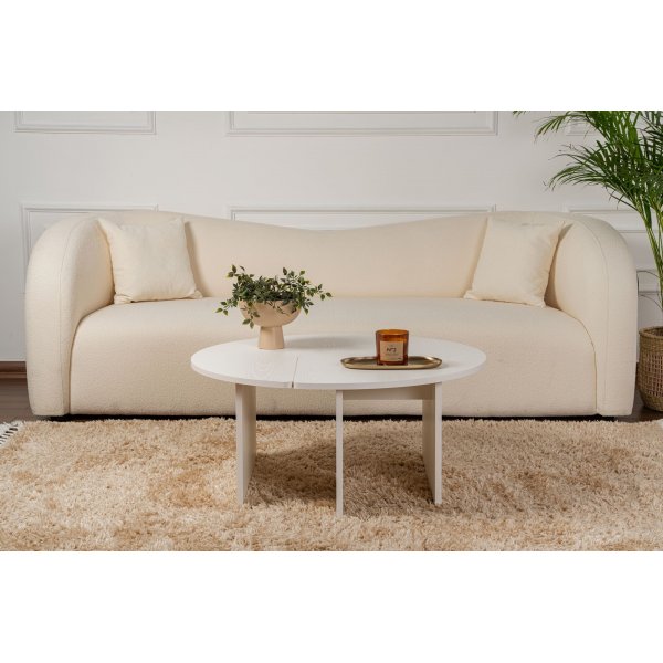 Moira soffbord Ø90 cm - Vit trä Moira soffbord Ø90 cm - Vit trä