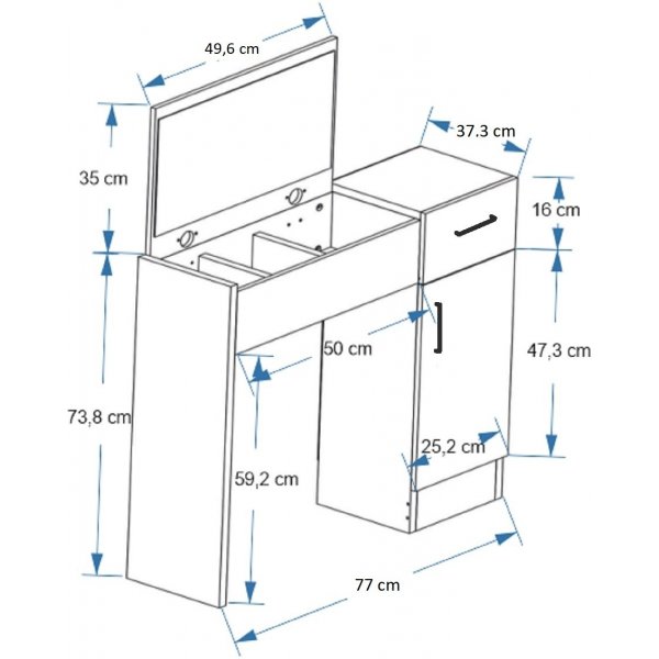 Inci kaptafel 77 x 37,3 cm - Grenen/antraciet Inci kaptafel 77 x 37,3 cm - Grenen/antraciet