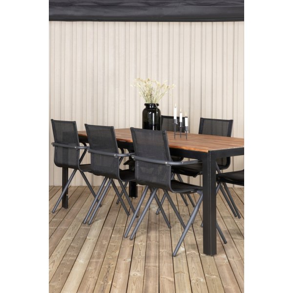 Bois utematgrupp med 6 st Alina stolar - Svart/Natur Bois utematgrupp med 6 st Alina stolar - Svart/Natur
