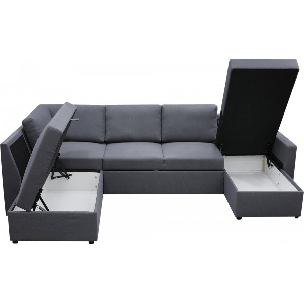 Bäddsoffa U-form mörkgrå - Dream Bäddsoffa U-form mörkgrå - Dream