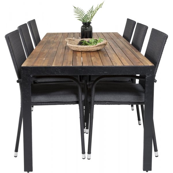 Bois utematgrupp med 6 st Anna stolar - Svart/Natur