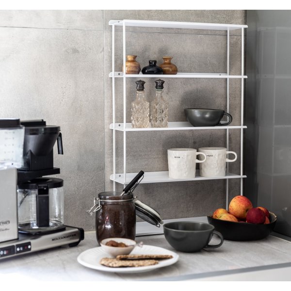 Elliot vgghylla i plt H64 cm - Vit