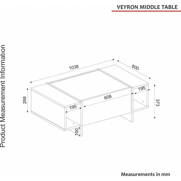 Table basse Veyron 103,8 x 60 cm - Noir/or