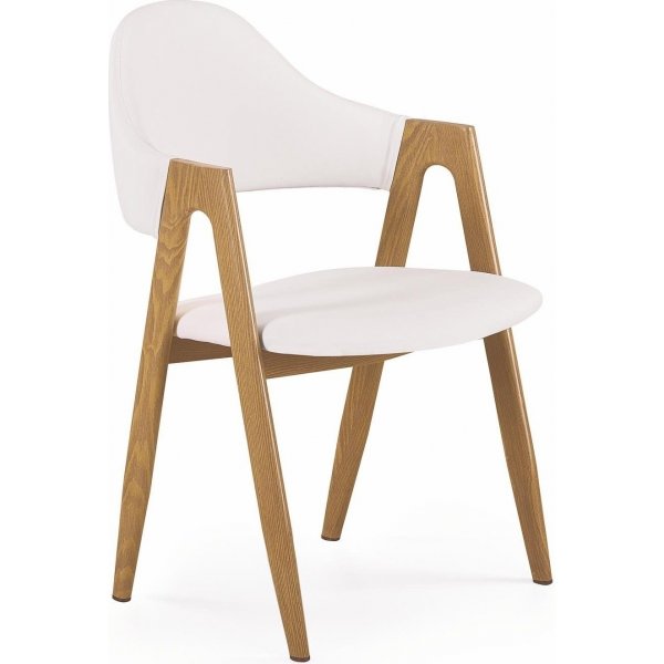 Pearl matstol - Vit (PU) / Ek