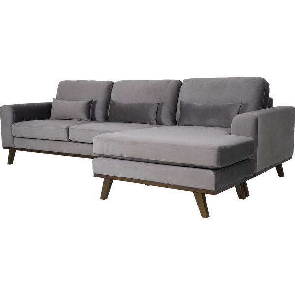 Divansoffa i grått sammet - Copenhagen + Fläckborttagare för möbler Divansoffa i grått sammet - Copenhagen + Fläckborttagare för möbler