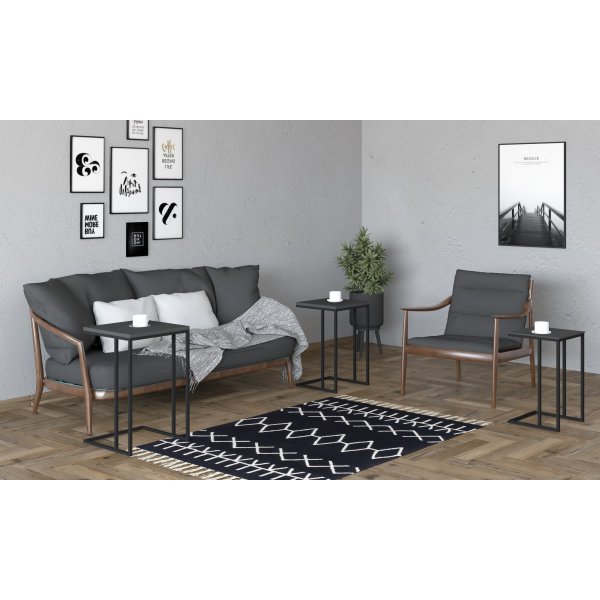 Table assise Stoli 32/36/40 x 32/36/40 cm - Noir/anthracite