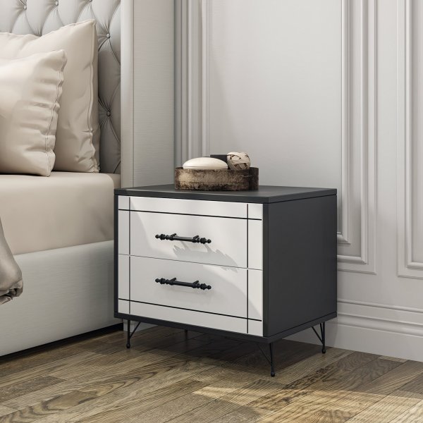 Night sängbord - Vit/svart Night sängbord - Vit/svart