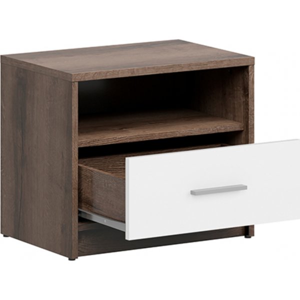 Table de chevet Nepo Plus - Chêne foncé/blanc Table de chevet Nepo Plus - Chêne foncé/blanc