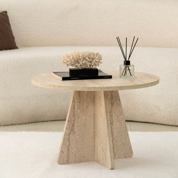 Table basse champignon Ø60 cm - Travertin Table basse champignon Ø60 cm - Travertin