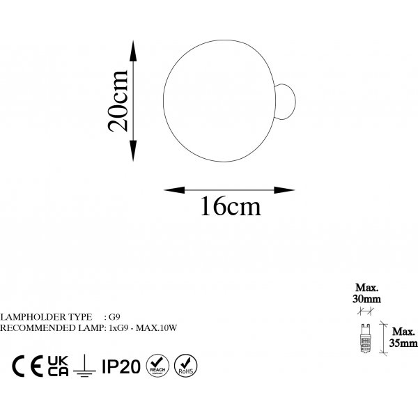 Schimmel wandlamp 13362 - Goud