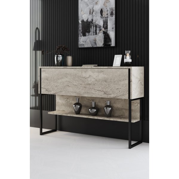 Table en relief Lux 120 x 30 cm - Travertin/noir Table en relief Lux 120 x 30 cm - Travertin/noir