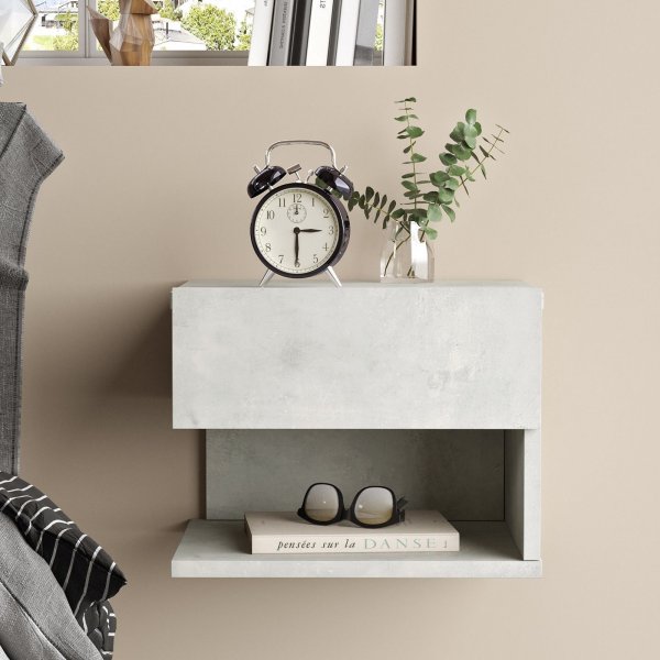 Table de chevet suspendue Luvio imitation ciment Table de chevet suspendue Luvio imitation ciment