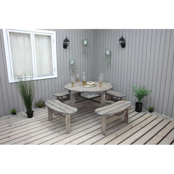 Ronda möbelgrupp - Trädgårdsbänk & bord i ett - Grå Ronda möbelgrupp - Trädgårdsbänk & bord i ett - Grå