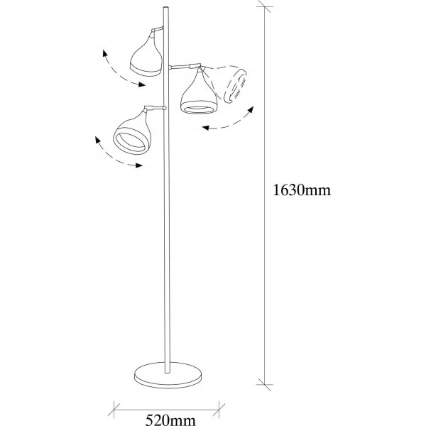 Lampadaire Yildo 3 - Noir/cuivre