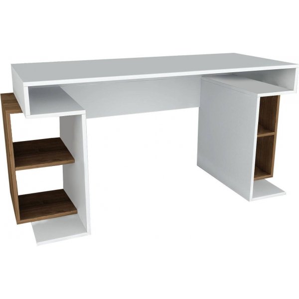 Monument skrivbord 140x60 cm - Vit/valnöt Monument skrivbord 140x60 cm - Vit/valnöt