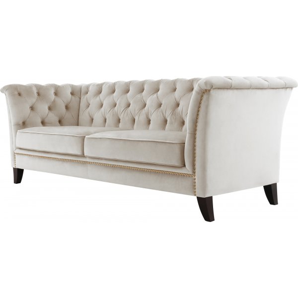 Soffa 3-sits Chesterfield beige - Milton + Textilrengöring för möbler Soffa 3-sits Chesterfield beige - Milton + Textilrengöring för möbler