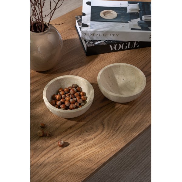 Skålar i beige Travertinmarmor - 2 delar Skålar i beige Travertinmarmor - 2 delar