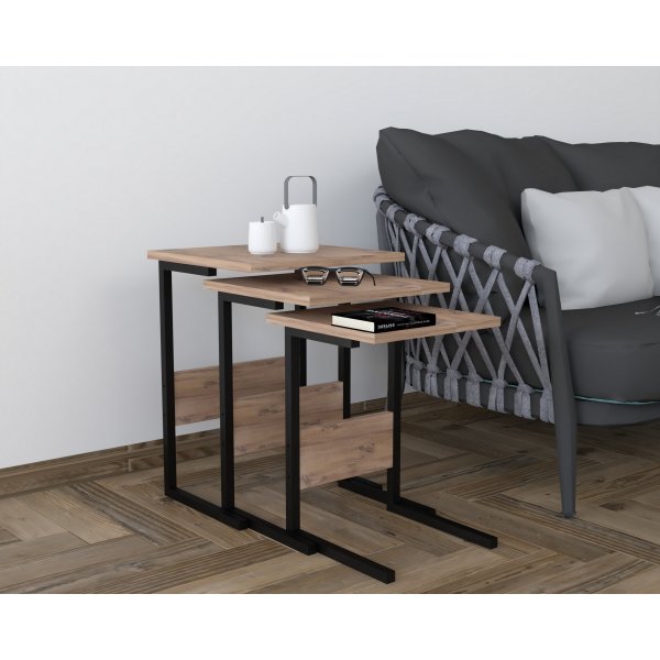 Table Sali 32/36/40 x 32/36/40 cm - Noir/pin