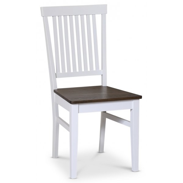 groupe alimentaire Skagen; table à manger 160/210x90 cm - Chêne huilé blanc/brun avec 6 chaises Skagen avec assise marron groupe alimentaire Skagen; table à manger 160/210x90 cm - Chêne huilé blanc/brun avec 6 chaises Skagen avec assise marron