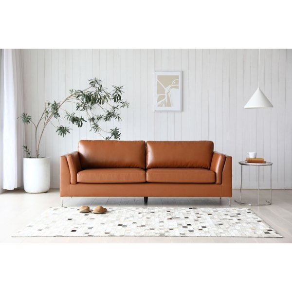 Soffa 3-sits brunt konstläder 200 cm Soffa 3-sits brunt konstläder 200 cm