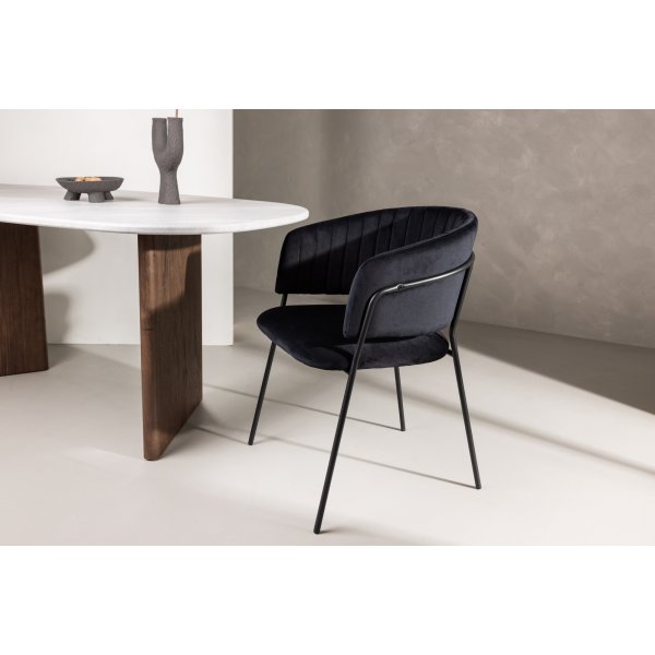 Chaise de salle à manger Selma - Velours noir Chaise de salle à manger Selma - Velours noir