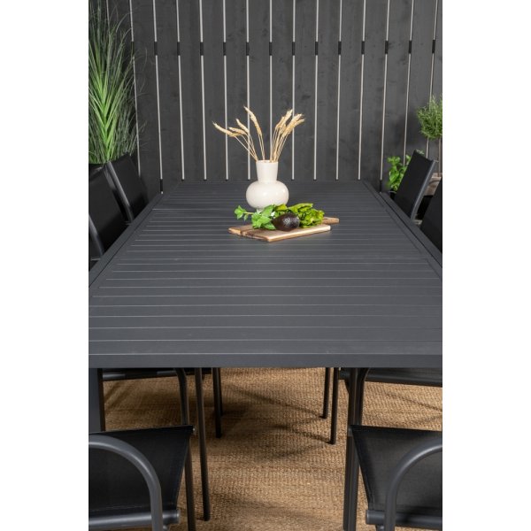 Marbella utematgrupp med 8 st Santorini stolar - Svart Marbella utematgrupp med 8 st Santorini stolar - Svart