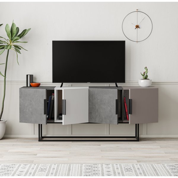 Tontini TV-bänk - Grå/vit/mocha Tontini TV-bänk - Grå/vit/mocha