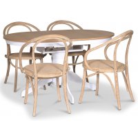 Fitchburg matgrupp; Ovalt matbord 106-141 cm - Vit / Oljad Ek med 4 st Danderyd No.30 karmstolar Whitewash Fitchburg matgrupp; Ovalt matbord 106-141 cm - Vit / Oljad Ek med 4 st Danderyd No.30 karmstolar Whitewash